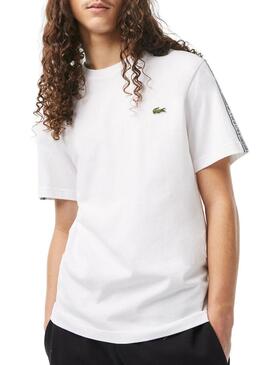 T-Shirt Logo Raya Lacoste Bianco per Uomo