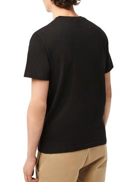 T-Shirt Logo Lacoste Raya Nero per Uomo