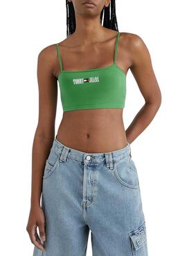 Top Tommy Jeans Ultra Crop Verde per Donna