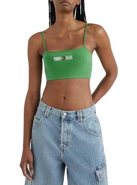 Top Tommy Jeans Ultra Crop Verde per Donna