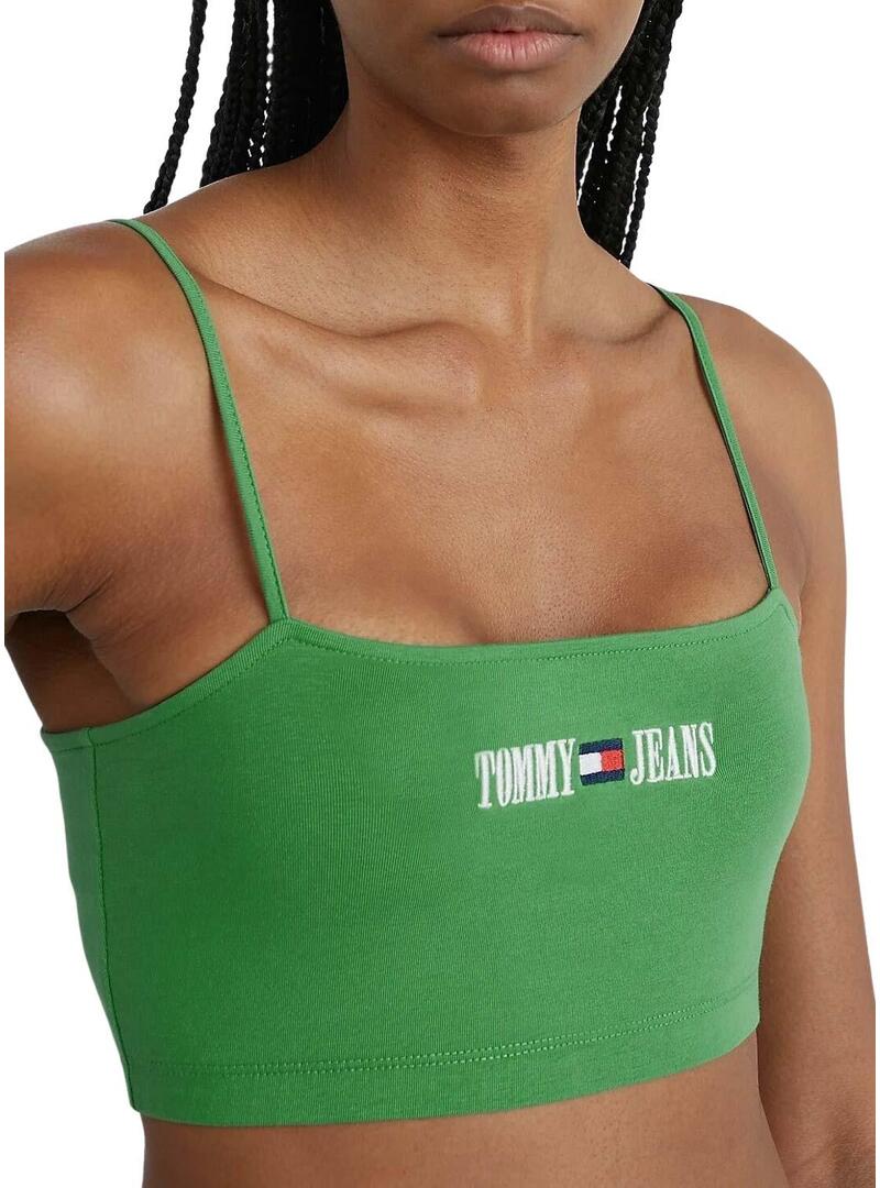 Top Tommy Jeans Ultra Crop Verde per Donna