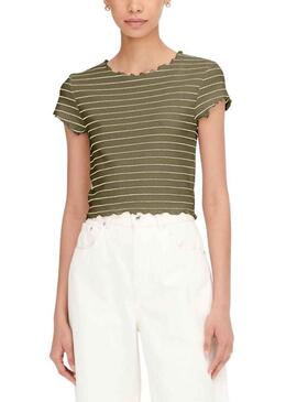 T-Shirt Only Anits Cropped Verde per Donna