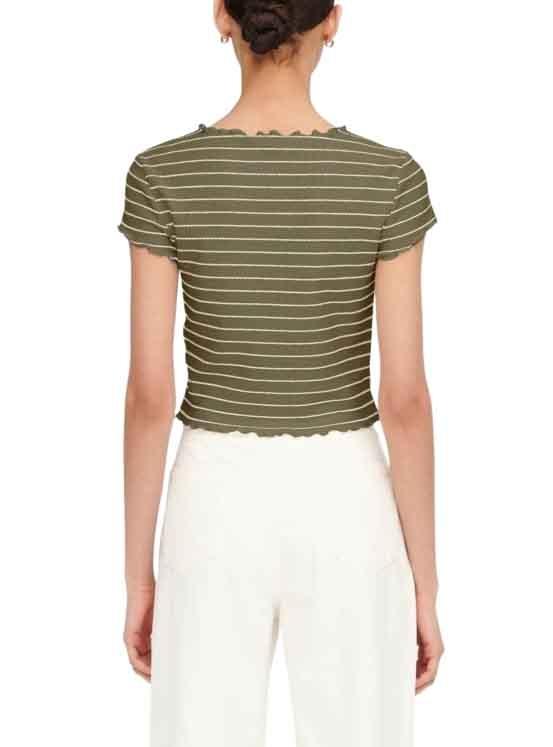 T-Shirt Only Anits Cropped Verde per Donna
