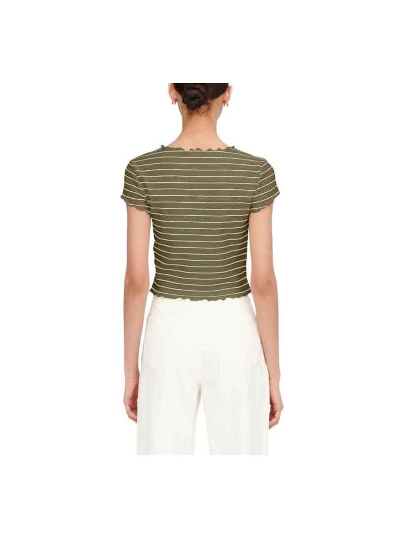 T-Shirt Only Anits Cropped Verde per Donna