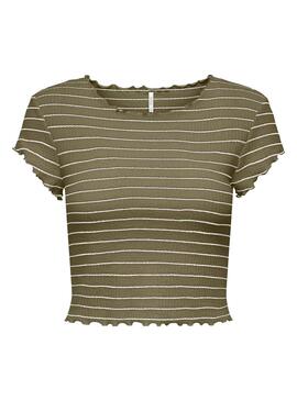 T-Shirt Only Anits Cropped Verde per Donna