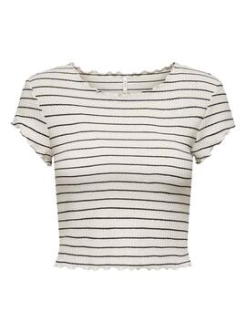 T-Shirt Only Anits Cropped Bianco per Donna