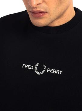 Felpa Fred Perry Bordada Nero Per Uomo