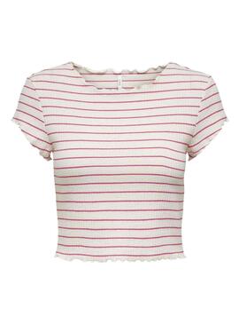 T-Shirt Only Anit Rosa e Bianco per Donna