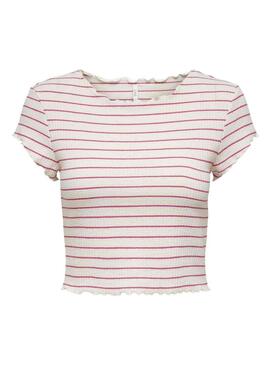 T-Shirt Only Anit Rosa e Bianco per Donna