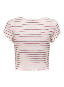 T-Shirt Only Anit Rosa e Bianco per Donna