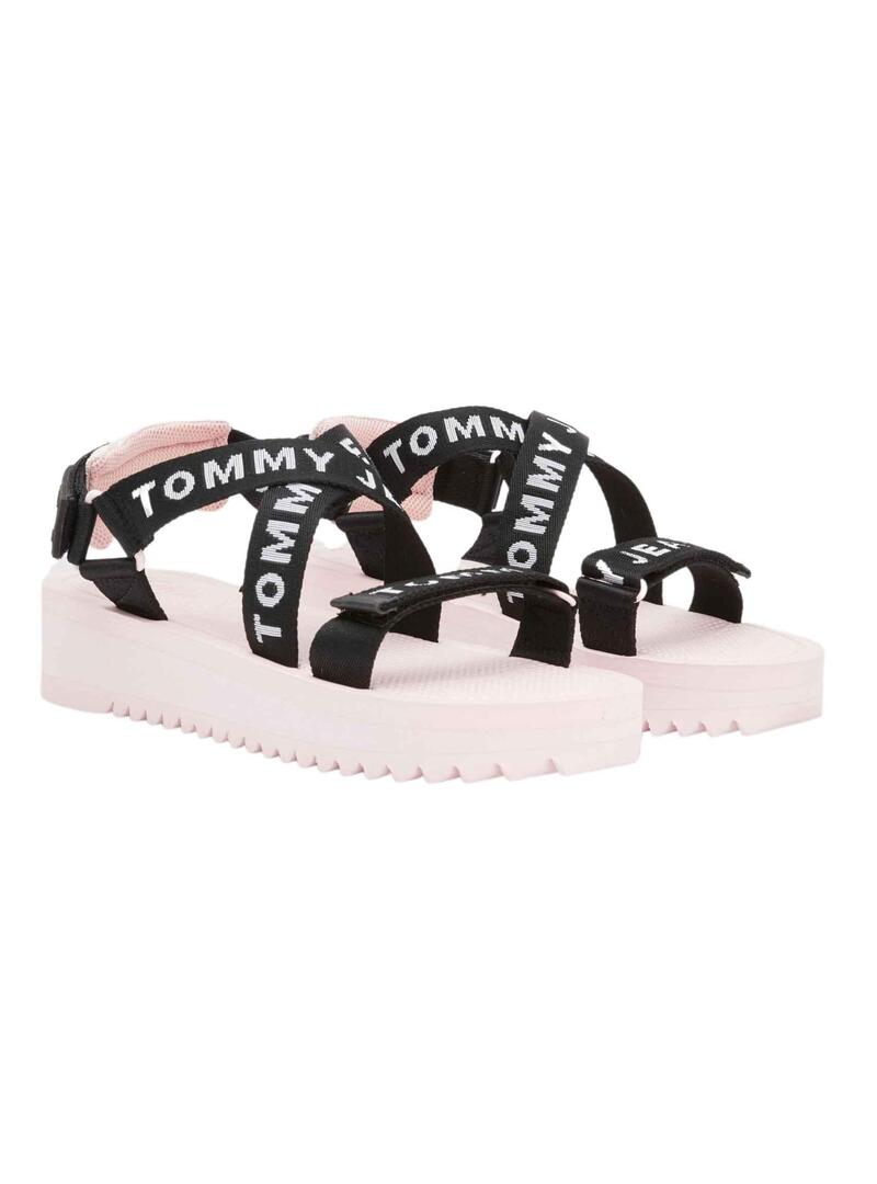 Sandali Tommy Jeans Logo Rosa per Donna