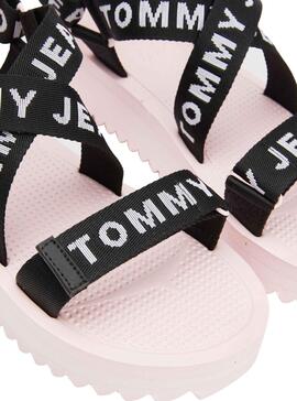 Sandali Tommy Jeans Logo Rosa per Donna