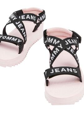 Sandali Tommy Jeans Logo Rosa per Donna