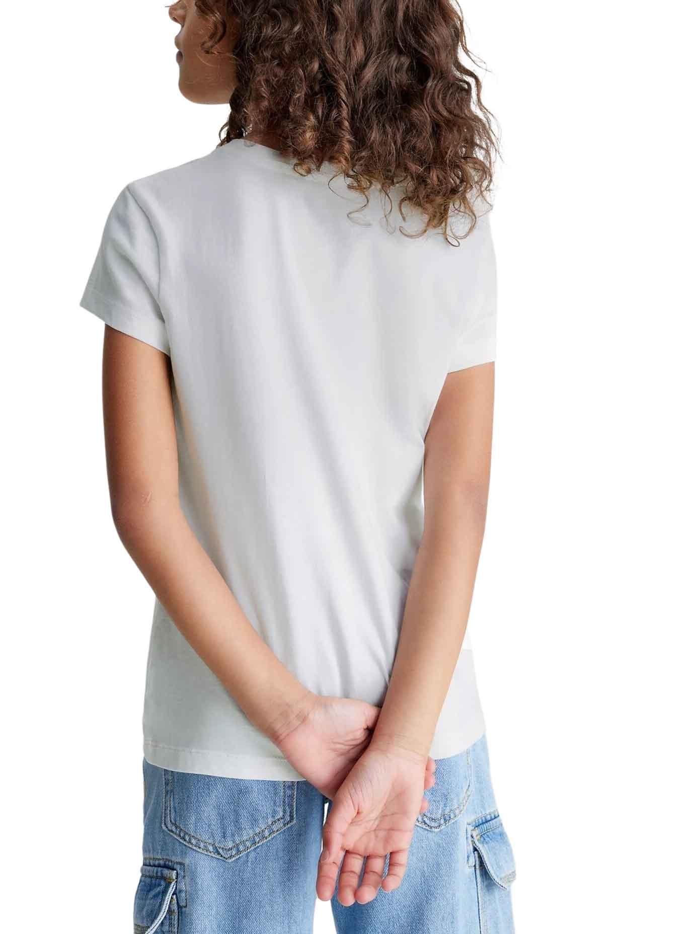 T-Shirt Calvin Klein Micro Monogram Bianco Bambina