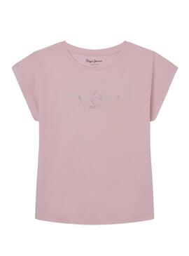 T-Shirt Pepe Jeans Nuria Rosa per Bambina