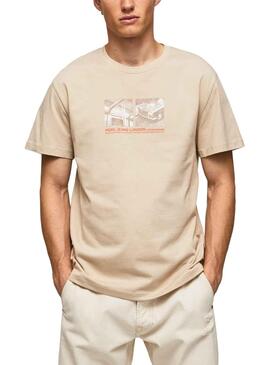 T-Shirt Pepe Jeans Riane Beige per Uomo