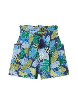 Short Mayoral Printed Fogli Blu per Bambina