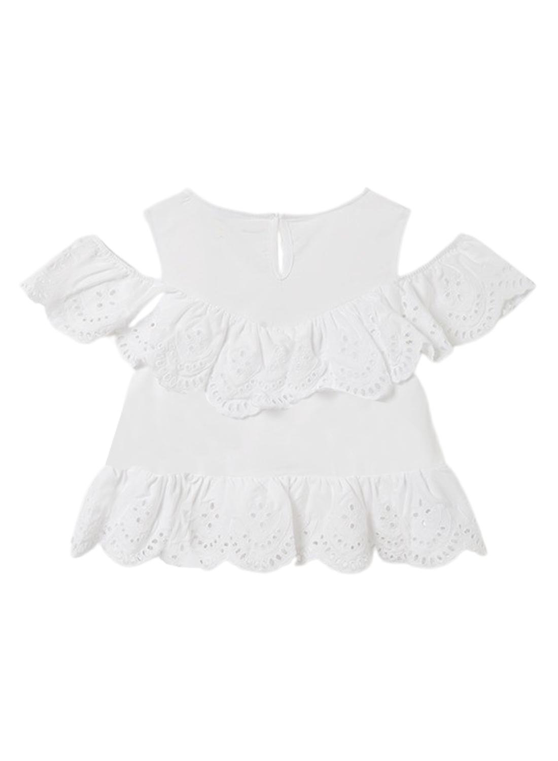 Blusa Mayoral Knitted Traforata Bianco per Bambina