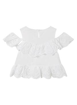Blusa Mayoral Knitted Traforata Bianco per Bambina