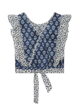 Blusa Mayoral Printed Volanes Blu per Bambina