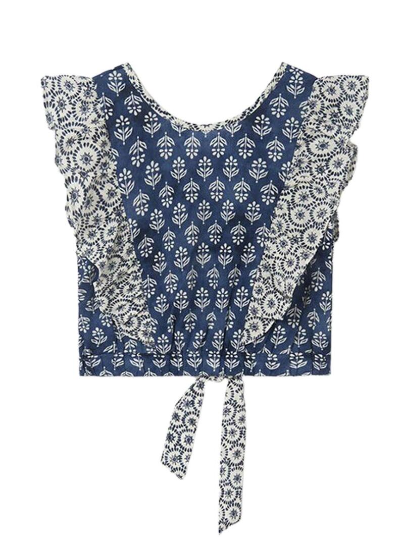 Blusa Mayoral Printed Volanes Blu per Bambina