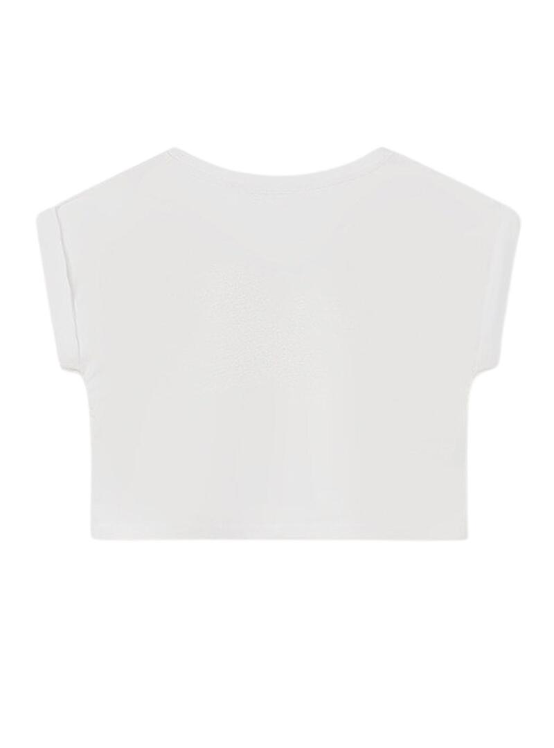 T-Shirt Mayoral Bordado Nature Bianco per Bambina