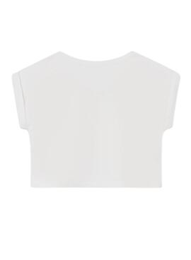 T-Shirt Mayoral Bordado Nature Bianco per Bambina