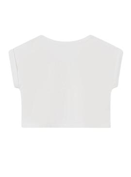 T-Shirt Mayoral Bordado Nature Bianco per Bambina