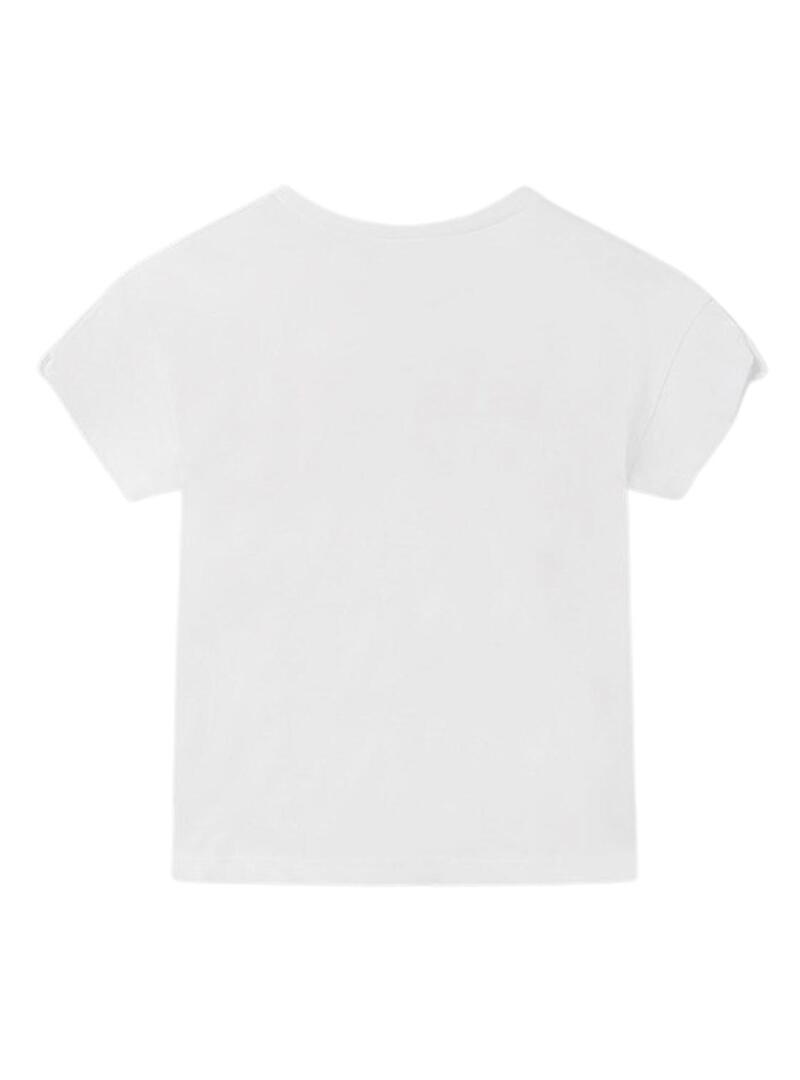 T-Shirt Mayoral Chica Sorriso Bianco per Bambina