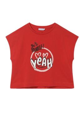 T-Shirt Mayoral Nodo Posteriore Rosso per Bambina