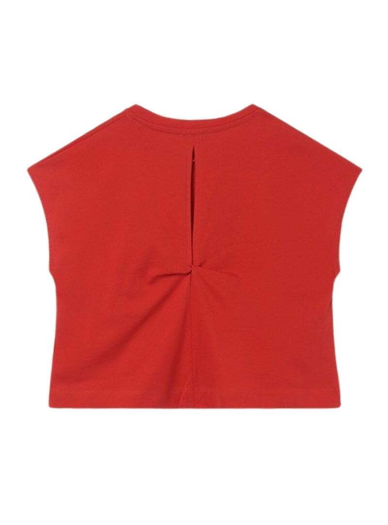 T-Shirt Mayoral Nodo Posteriore Rosso per Bambina