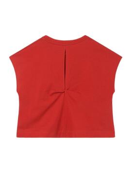 T-Shirt Mayoral Nodo Posteriore Rosso per Bambina