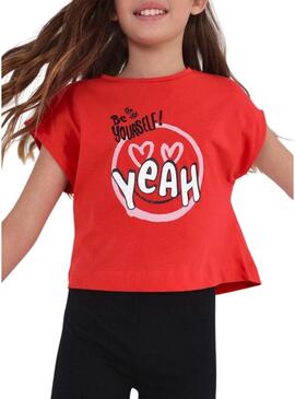 T-Shirt Mayoral Nodo Posteriore Rosso per Bambina