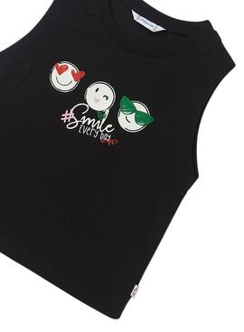 T-Shirt Mayoral Tiranti Sorriso Nero per Bambina
