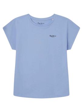 T-Shirt Pepe Jeans Bloomy Blu per Bambina