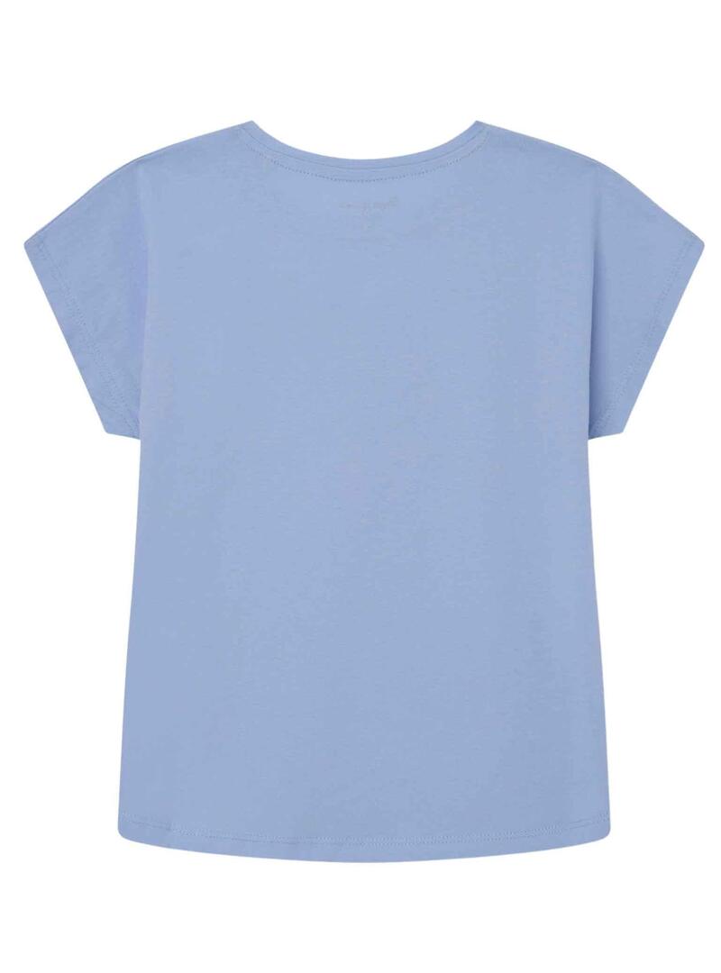 T-Shirt Pepe Jeans Bloomy Blu per Bambina