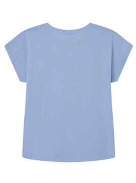 T-Shirt Pepe Jeans Bloomy Blu per Bambina