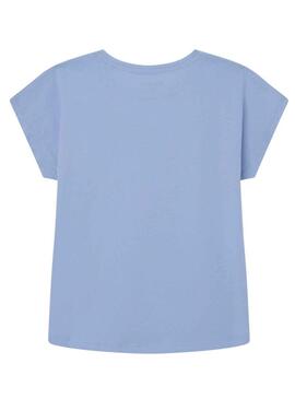 T-Shirt Pepe Jeans Bloomy Blu per Bambina