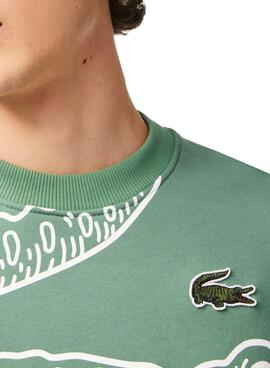Felpa Lacoste Vintage Verde per Uomo