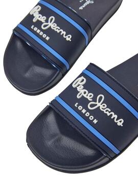 Flip flops Pepe Jeans Slider Logo Blu Navy per Bambino