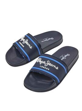 Flip flops Pepe Jeans Slider Logo Blu Navy per Bambino