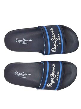 Flip flops Pepe Jeans Slider Logo Blu Navy per Bambino
