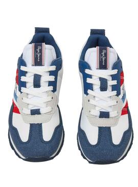 Sneakers Pepe Jeans Foster Print Blu Navy Bambino