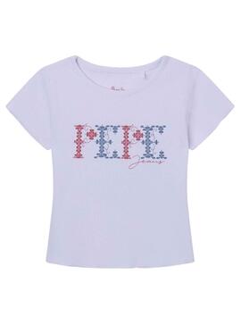T-Shirt Pepe Jeans Natalie Bianco per Bambina