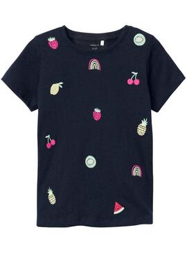 T-Shirt Name It Diana Blu Navy per Bambina