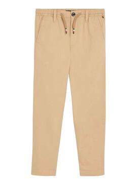 Pantaloni Tommy Hilfige Poplin beige per Bambino