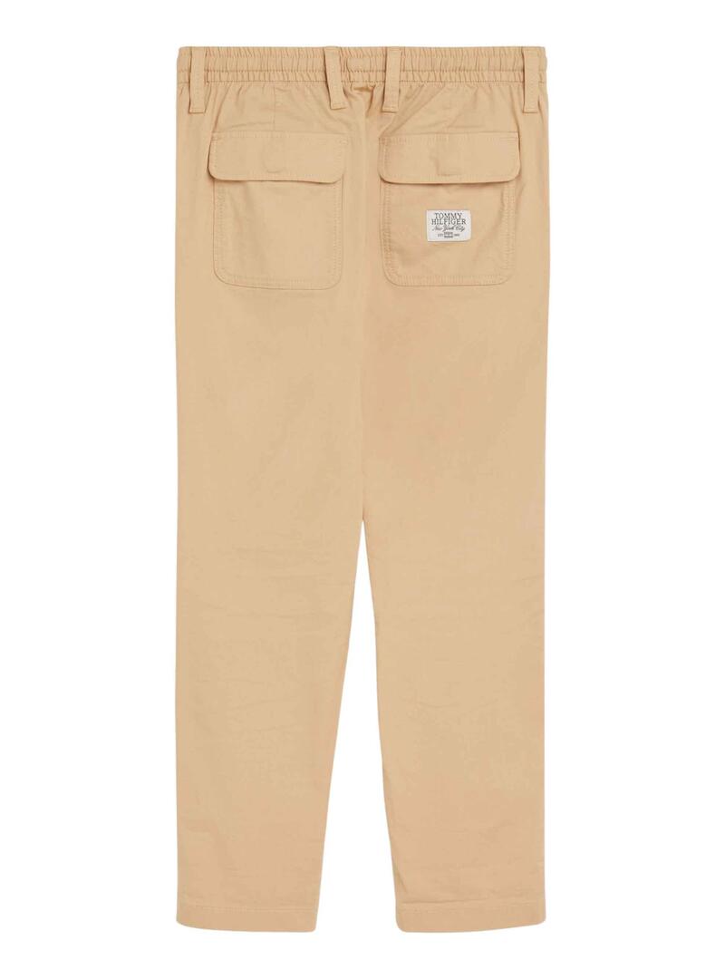 Pantaloni Tommy Hilfige Poplin beige per Bambino