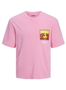 T-Shirt Jack & Jones Keith Haring Rosa Uomoe