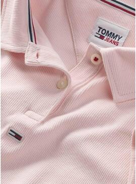 Polo Tommy Jeans Cropped Rib Rosa per Donna