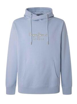 Felpa Pepe Jeans Edward Hoodie Blu per Uomo